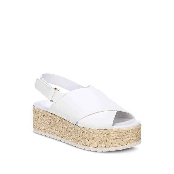 VINCE. Shoes - VINCE. Womens White 1-1/2" Platform Jesson Wedge Leather Espadrille Shoes 10 M